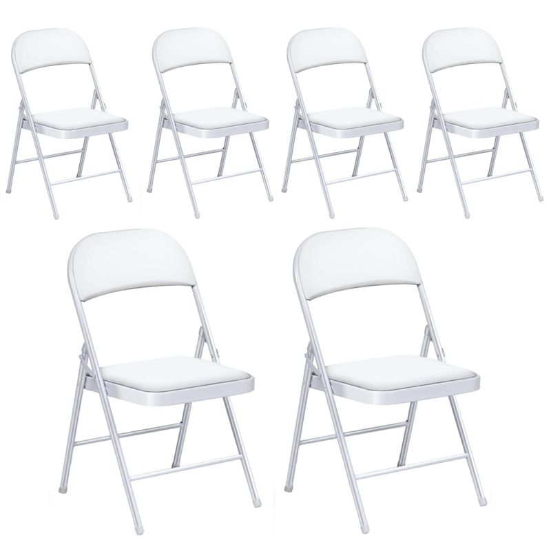 SKONYON 6 Pack Folding Chairs  Portable Vinyl Padded Dining Chairs Office Kitchen for Versatile Seating White, 1 of 8