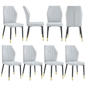 Okak Modern Dining Chairs Set of 4, Upholstered cosy Chairs with Stylish Patterned Backrest & Sturdy Metal Legs for Kitchen/Office/Bedroom - 1 of 4