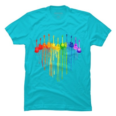 Design By Humans Guitar Heart Music Pride By ToruSanogawa T-Shirt - Ocean Blue - Medium