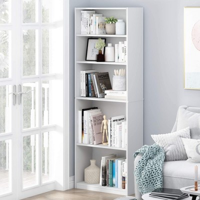 Furinno Simple Design Easy to Assemble 5-Shelf Bookcase Space Saver Organizer Open Bookshelf,White