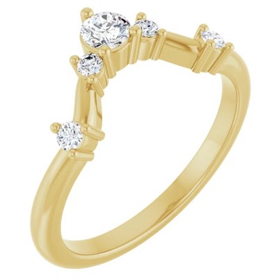 Pompeii3 1/2Ct Diamond V Shape Contour Wedding Guard Ring Lab Created 14k Gold