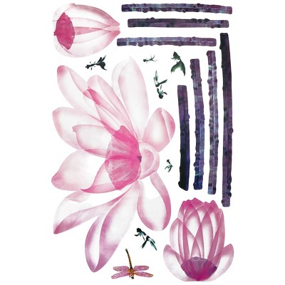 Slickblue Pink Lily Vinyl Wall Decals 23.6x35.9 inch – Stunning Peel & Stick Decor for Home Spaces
