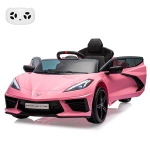 Ride on Sports Car, 12V Battery Powered Car for Kids, Licensed Corvette Kids Electric Car Toy, with RC, Visual Dashboard, Music - 1 of 4