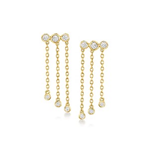 RS Pure by Ross-Simons 0.15 ct. t.w. Bezel-Set Diamond Fringe Drop Earrings in 14kt Yellow Gold - 1 of 4