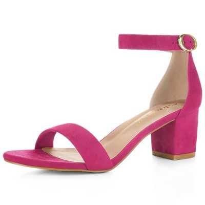 Allegra K Women's Open Toe Block Heel Adjustable Buckled Ankle Strap Sandals
