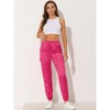 INSPIRE CHIC Women's Satin Drawstring Elastic High Waist Shiny Silky Cargo Pants - 3 of 4