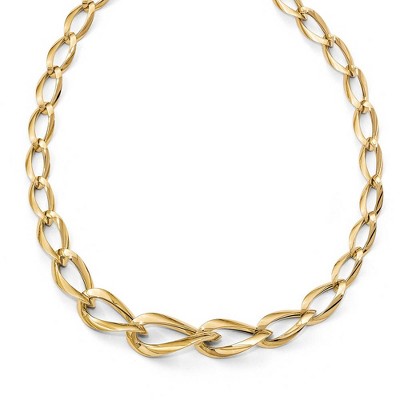 Black Bow Jewelry 14k Yellow Gold Graduated Fancy Twisted Link Necklace, 17.5 Inch