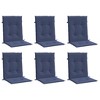 vidaXL Lowback Chair Cushions 6 pcs Navy Blue Fabric - 3 of 4