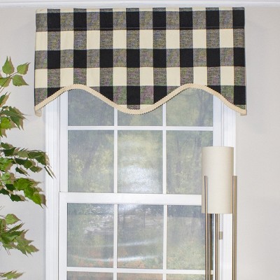 Buffalo Check Style All Season 3" Rod Pocket Valance 50" X 17" Black By ...