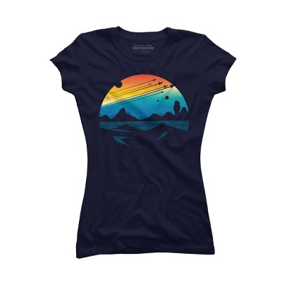 Junior's Design By Humans Scenic colorful space view shuttle pilot science fiction art By happycolours T-Shirt