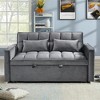 Modern Velvet Loveseat Futon Sofa Couch Pullout Bed, Small Love Seat Lounge Sofa w/Reclining Backrest, Toss Pillows,Furniture for Living Room - 3 of 4