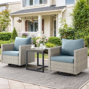 Outdoor Patio Swivel Chair Glider Chair with Removable Cushions for Porch - 1 of 4
