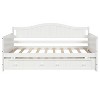 PAGED Twin Size Daybed Modern Simple Wooden Bed Frame with Trundle and Backrest for Living Room - 3 of 4