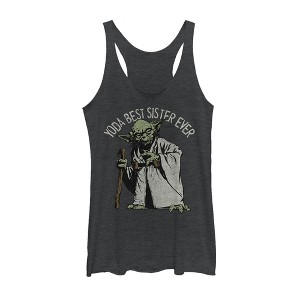 Women's Star Wars Yoda Best Sister Ever Racerback Tank Top - 1 of 3