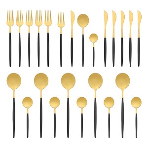 REGALWOVEN 24 Pcs 1 Set Stainless Steel Mirror Polished Durable Rust-Proof Serving Sets - 1 of 4