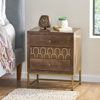 CAVINAS Modern Nightstand with 4 Solid Legs & Drawer, Mid-century Bedside Table, End Table for Bedroom, Brown