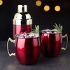 Twine Red Moscow Mule Mug and Cocktail Shaker Gift Set, Holiday Barware Gifts, Cobbler Shaker, Mule Mugs, Red, Gold, Stainless Steel - image 4 of 4