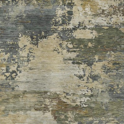 HomeRoots 3' X 5' Gray Beige And Khaki Abstract Washable Indoor Outdoor Area Rug