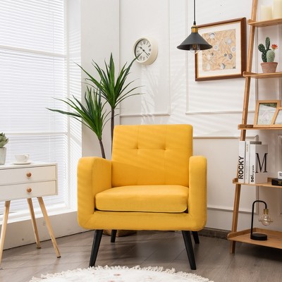 Yellow Barrel Accent Chair with Rubber Wood Legs