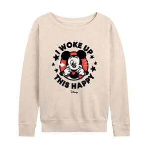 Women's - Disney - Mickey & Friends Lightweight French Terry Wide Neck Long Sleeve Shirt - 1 of 4