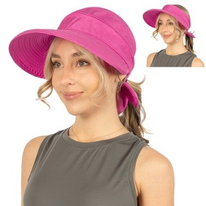 SUN CUBE Women Sun Hat for Outdoor UV Protection, Wide Brim Sun Hat Ponytail, Convertible Zip-Off Beach Hat Visor - 1 of 4