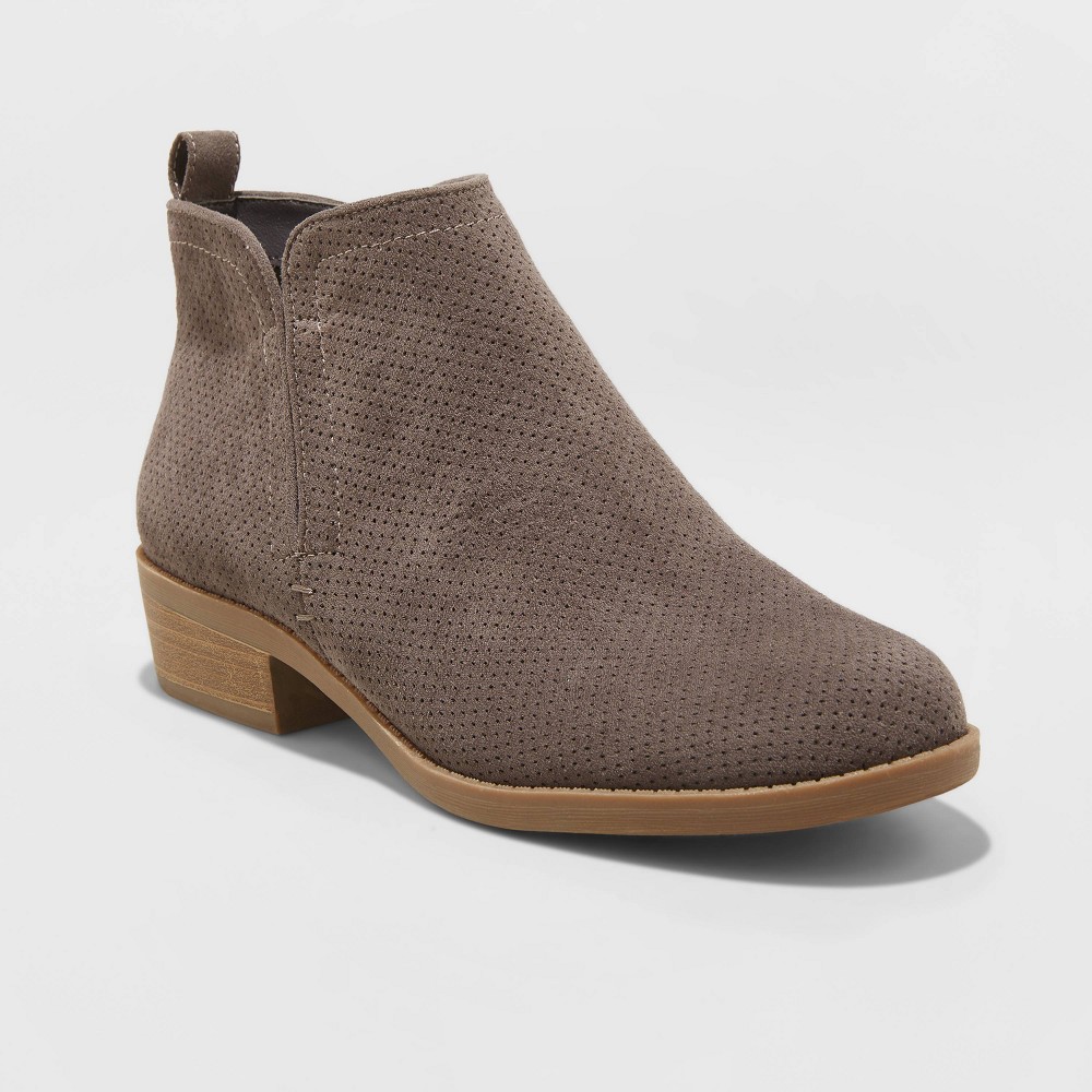 Women's Dylan Wide Width Microsuede Laser Cut Bootie - Universal Thread Gray 7W was $34.99 now $20.99 (40.0% off)