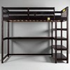 Twin Size Loft Bed with Built-In Desk and Storage Shelves, Space-Saving Pine Wood Frame in Espresso Finish - 4 of 4