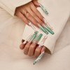 YEVYO Long Press On Nails - Square Rhinestone 3D Flower Full Cover for Women and Girls On Fake Nails - Blue - 10 Pcs - 4 of 4
