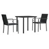 vidaXL Patio Dining Set Table and Chair with Cushions Poly Rattan and Steel - Black 31.5" Table Length 2 Items - 3 of 4