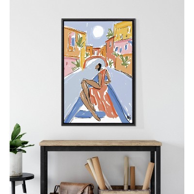 23" x 33" Black Framed Canvas Art with Venice Gondola Ride