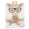 Hudson Baby Infant Cotton Animal Face Hooded Towel, Nerdy Giraffe, One Size - 2 of 3