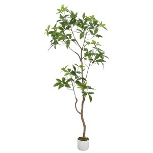 Orieon 6.5FT Artificial Schefflera Umbrella Tree, Faux Silk Plant with Lifelike Trunk & Green Leaves, Tall Indoor Fake Potted Tree for Home Office - 1 of 4