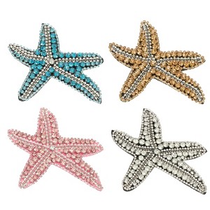 Unique Bargains Rhinestones Beads Starfish Shape Sequin Applique Patches 4 Pcs - 1 of 3