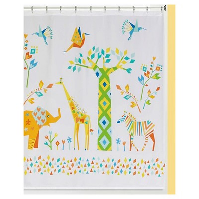 yellow and turquoise shower curtain