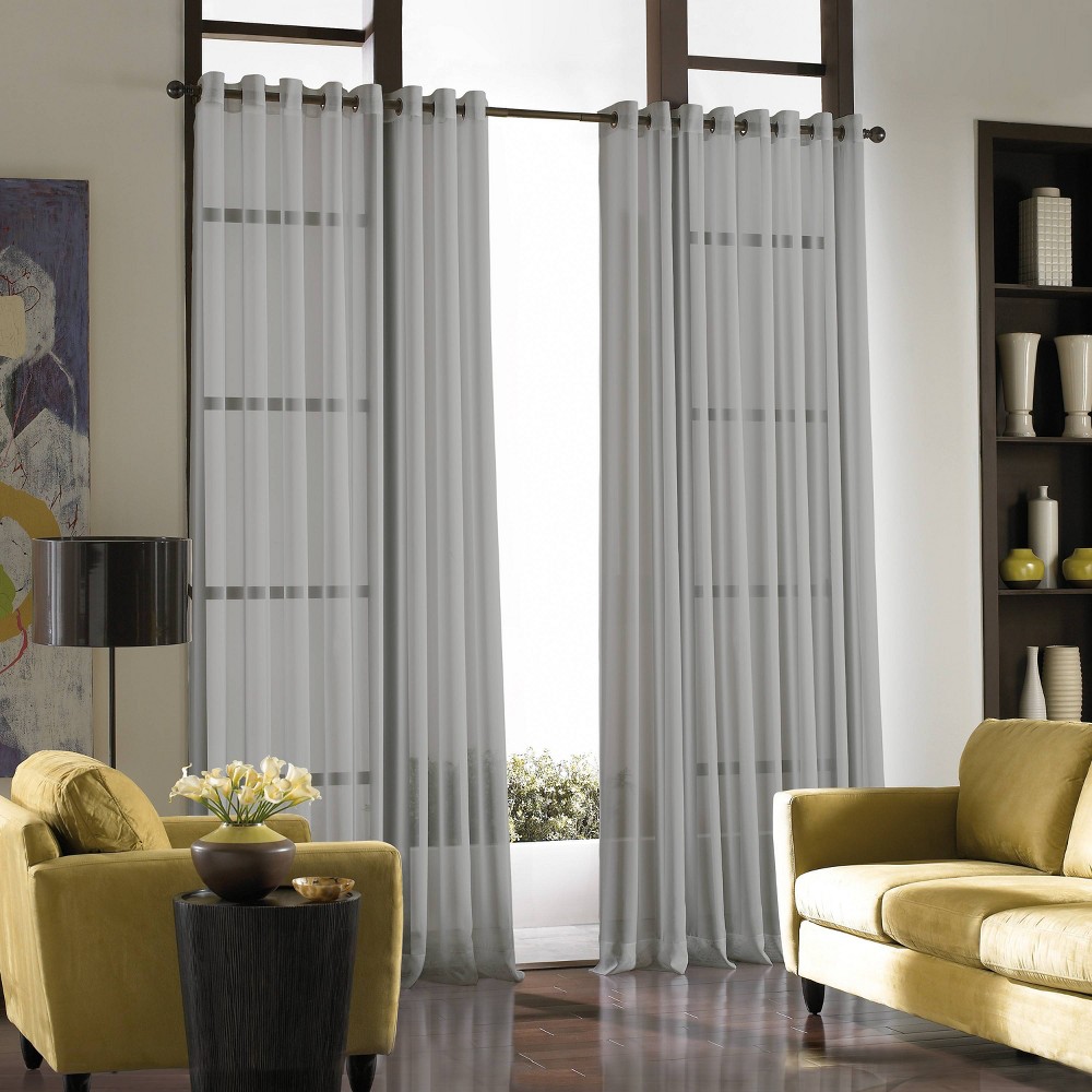 Photos - Curtains & Drapes 1pc 59"x120" Sheer Soho Window Curtain Panel Silver - Window Curtainworks