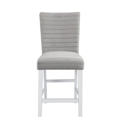 Elizaveta Gray Velvet and White Wood Counter Chair Set