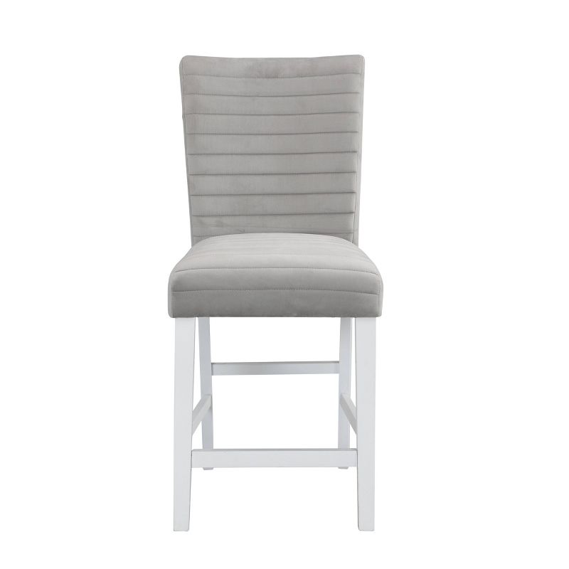 19&#34; Elizaveta Accent Chair Gray Velvet White High Gloss Finish - Acme Furniture, 3 of 7