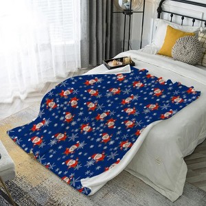 Flannel Blanket Featuring Santa Claus And Snowflakes, Suitable for Use on Sofas, Beds, During Travel, Camping, Or in The Living Room And Office. - 1 of 4