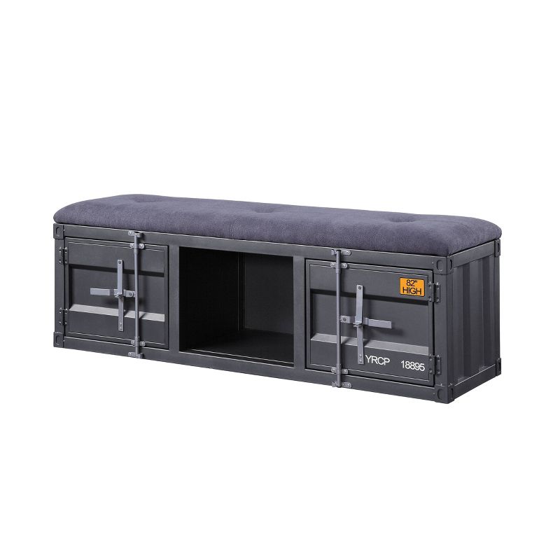 56&#34; Cargo Storage Bench Gray Fabric/Gunmetal - Acme Furniture, 5 of 7