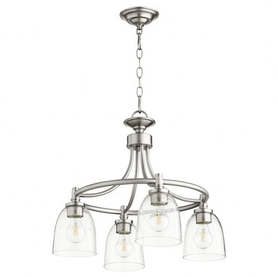 Quorum Lighting Rossington 4-Light Nook Pendant, Satin Nickel, 21W x 18H, Dry Rated