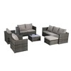 6-Piece Outdoor Patio Rattan Conversation Sectional Sofa Set with Tempered Glass Coffee Table and 2 Armchair - 2 of 4