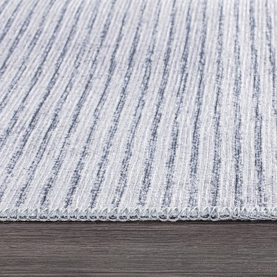 Gray 5' x 7' Flat Woven Reversible Synthetic Stripe Rug