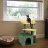 Gulches Green Yellow 27 inch Cat Tree Small Cats Condo Sisal Post Board Plush Top Perch Hanging Ball 11 lbs Tower Furniture - 2 of 4