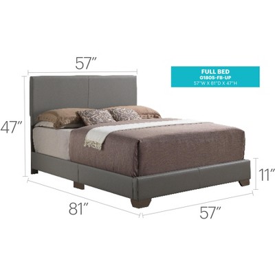 Light Grey Full/Double Upholstered Panel Bed with Wood Frame