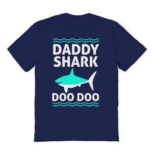 Rerun Island Men's Daddy Shark Doo Doo Short Sleeve Graphic Cotton T-Shirt - Navy S - 1 of 3