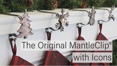 Bronze Christmas Stocking Holders with Festive Icons, 4-Pack