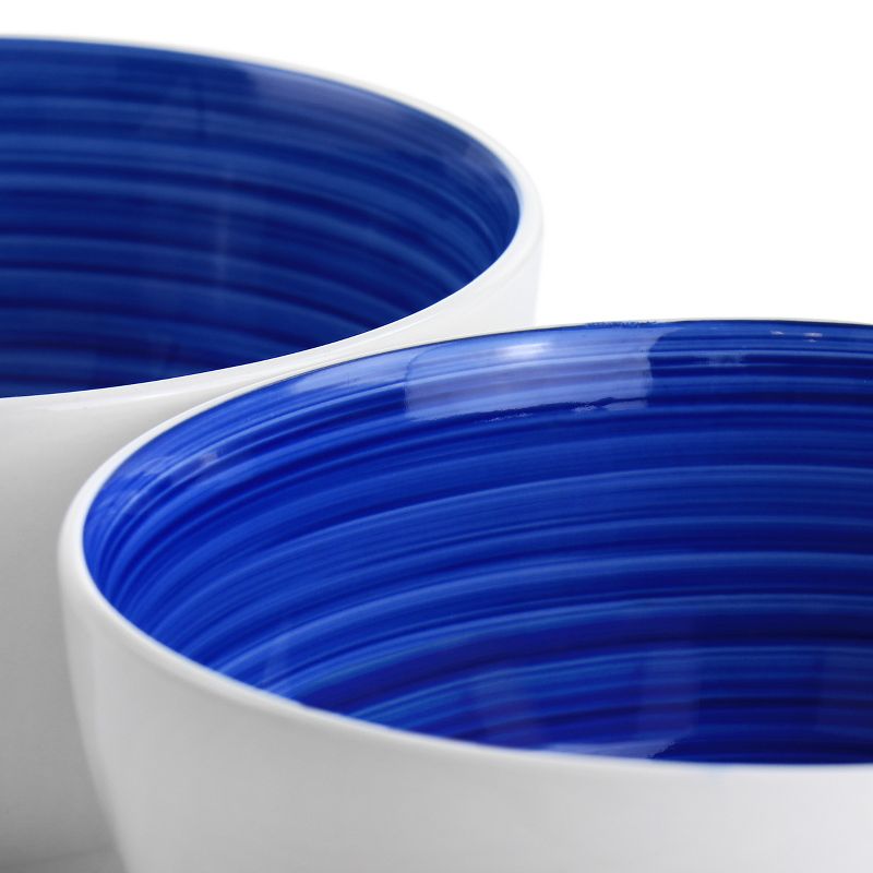 Gibson Home Crenshaw 7 Inch 2 Piece Stoneware Bistro Bowl Set in Blue and White, 5 of 7