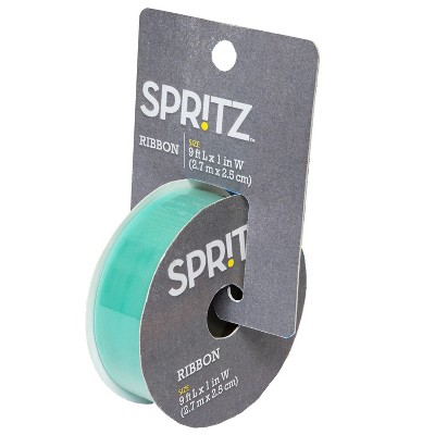 9' Organza Sheer with Shimmer Gift Wrap Ribbon Turquoise - Spritz™