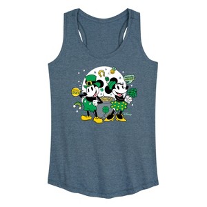 Women's - Disney - Mickey And Minnie Pot Of Gold Graphic Racerback Tank - 1 of 4