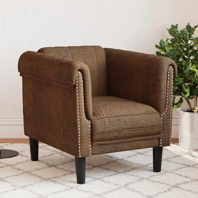 vidaXL Sofa Chair Brown Faux Suede Leather